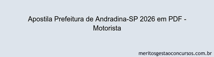 Apostila Concurso Prefeitura de Andradina-SP 2026 - Motorista
