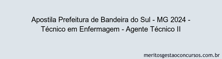 Apostila Concurso Prefeitura de Bandeira do Sul - MG 2024 Impressa - Técnico em Enfermagem - Agente Técnico II