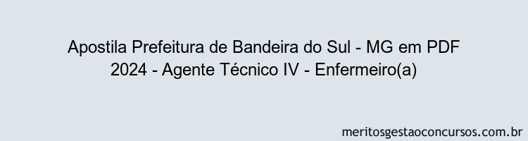 Apostila Concurso Prefeitura de Bandeira do Sul - MG 2024 PDF - Agente Técnico IV - Enfermeiro(a)