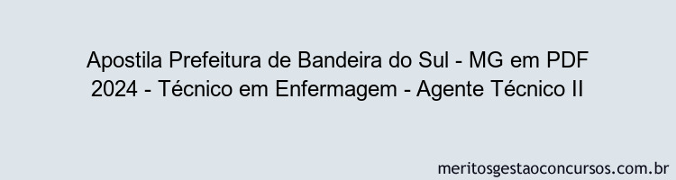 Apostila Concurso Prefeitura de Bandeira do Sul - MG 2024 PDF - Técnico em Enfermagem - Agente Técnico II