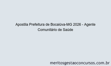 Apostila Concurso Prefeitura de Bocaiúva-MG 2026 - Agente Comunitário de Saúde