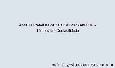 Apostila Concurso Prefeitura de Itajaí-SC 2026 - Técnico em Contabilidade