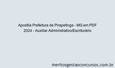 Apostila Concurso Prefeitura de Pirapetinga - MG 2024 PDF - Auxiliar Administrativo/Escriturário