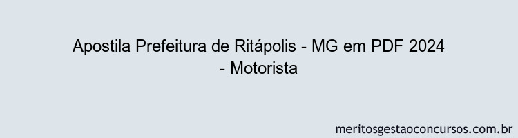 Apostila Concurso Prefeitura de Ritápolis - MG 2024 PDF - Motorista