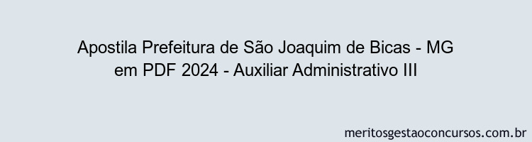 Apostila Concurso Prefeitura de São Joaquim de Bicas - MG 2024 PDF - Auxiliar Administrativo III