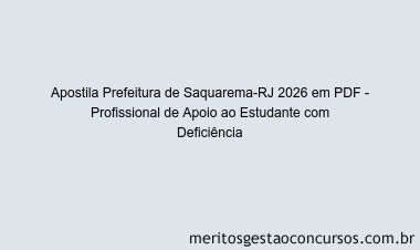 Apostila Concurso Prefeitura de Saquarema-RJ 2026 - Profissional de Apoio ao Estudante com Deficiência