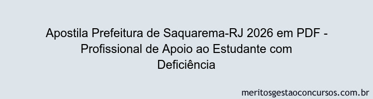 Apostila Concurso Prefeitura de Saquarema-RJ 2026 - Profissional de Apoio ao Estudante com Deficiência