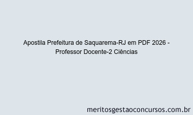 Apostila Concurso Prefeitura de Saquarema-RJ 2026 - Professor Docente-2 Ciências