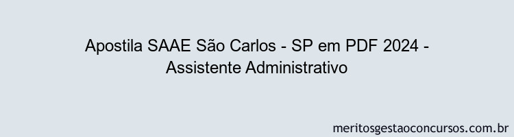 Apostila Concurso SAAE São Carlos - SP 2024 PDF - Assistente Administrativo