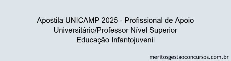 Apostila Concurso UNICAMP 2025 - Profissional de Apoio Universitário/Professor Nível Superior Educação Infantojuvenil