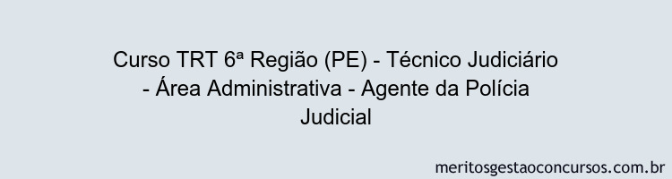 Curso TRT 6ª Região (PE) - Técnico Judiciário - Área Administrativa - Agente da Polícia Judicial